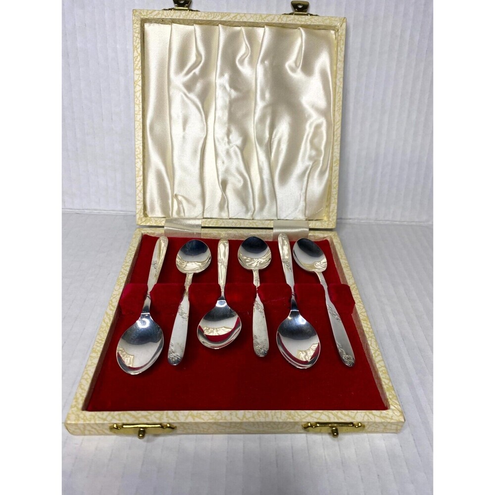 Set Of 6 x Vintage Angora RHS EPNS A1 Elegant Collectable Coffee Tea Spoons VGC